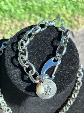 Jewel Kade Originals Silver Tone Chain Bracelet with Pearl Charm